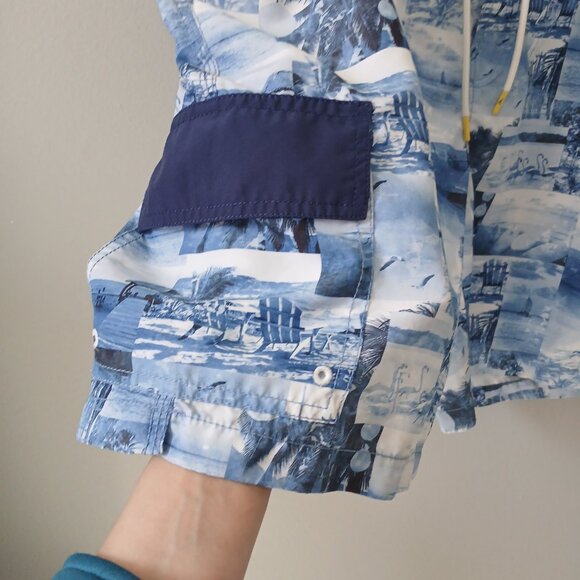Tommy Bahama Men's Swim Trunks Blue White Beach Drawstring Size XL - Picture 6 of 15